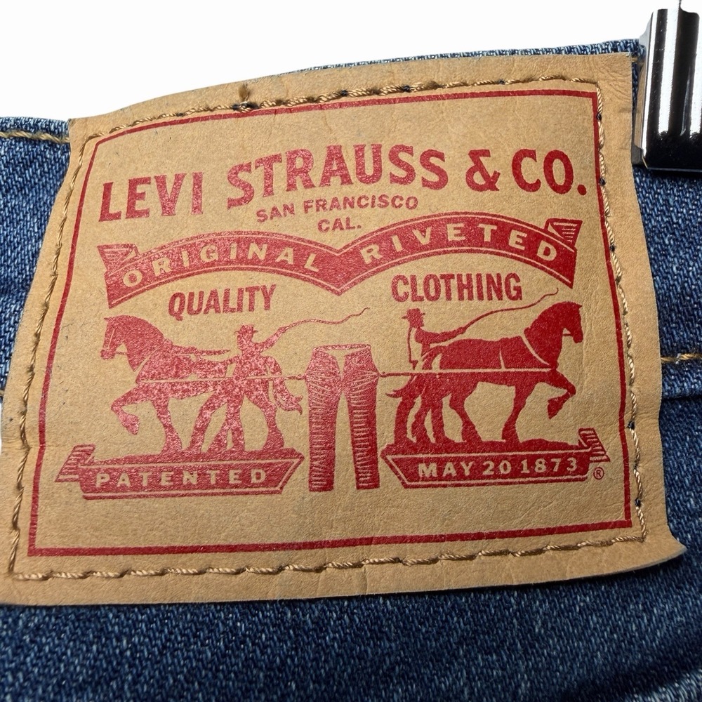 Levi's Womens Ribcage Straight Jeans 31 High Rise Button Fly Blue Denim Classic - Picture 11 of 16